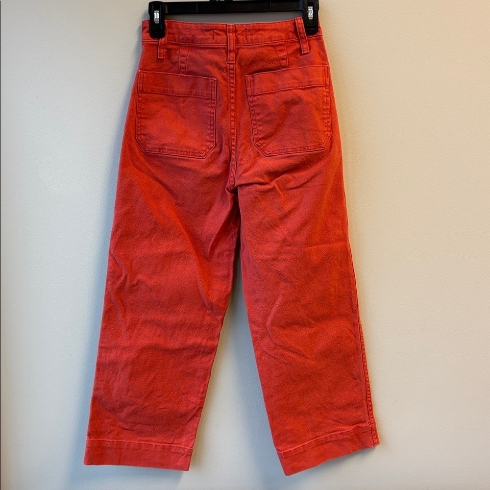 Madewell Orange Red Denim slim Emmett wide leg - Picture 4 of 7